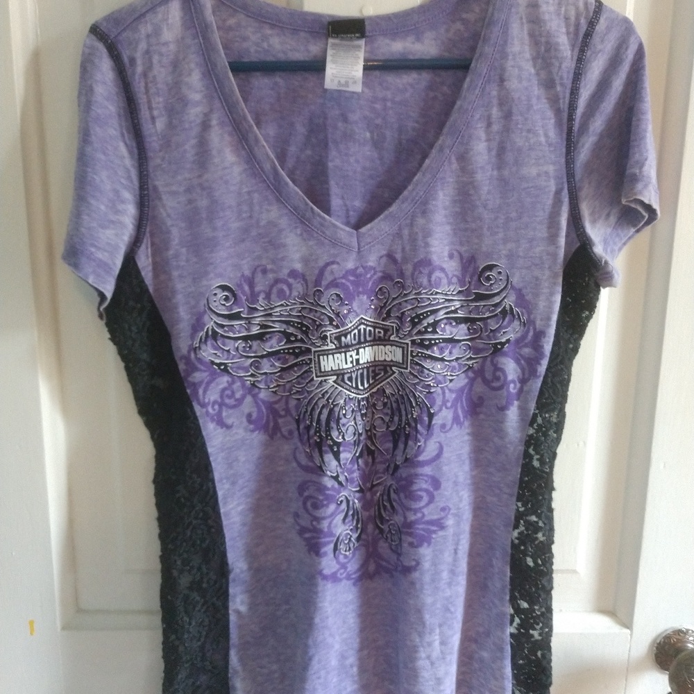 Lace detailed Harley-Davidson t-shirt